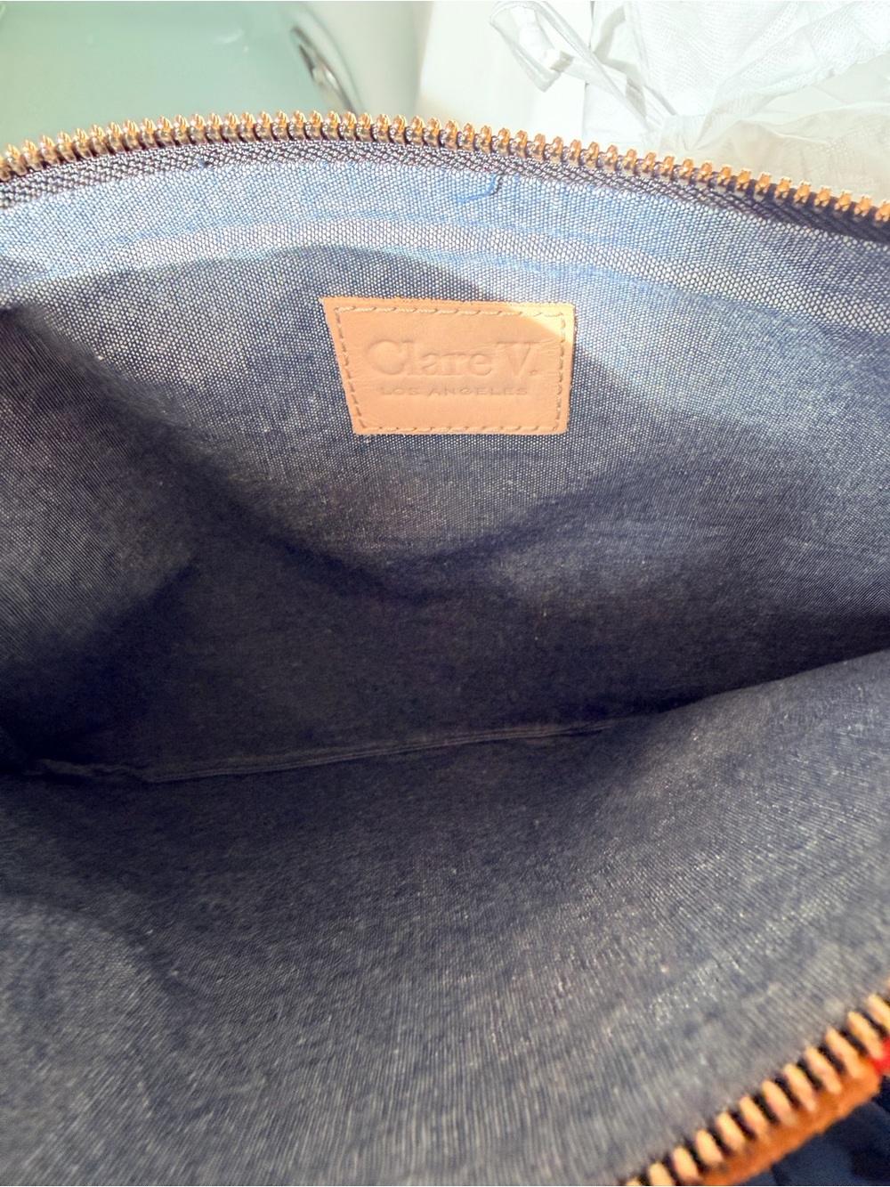 Clare V Flat Clutch w/ Tabs - Suede / Nappa / Rustic Patchwork Original: $255 - Picture 7 of 8
